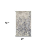 8' X 11' Blue and Ivory Oriental Distressed Area Rug - Homeroots - Flyclothing LLC