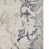 8' X 11' Blue and Ivory Oriental Distressed Area Rug - Homeroots - Flyclothing LLC
