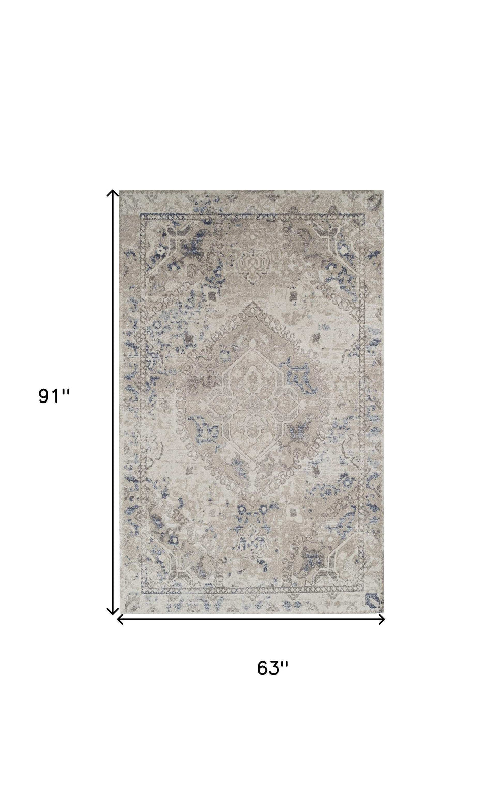 5' X 8' Ivory Oriental Distressed Area Rug - Homeroots - Flyclothing LLC