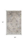 5' X 8' Ivory Oriental Distressed Area Rug - Homeroots - Flyclothing LLC
