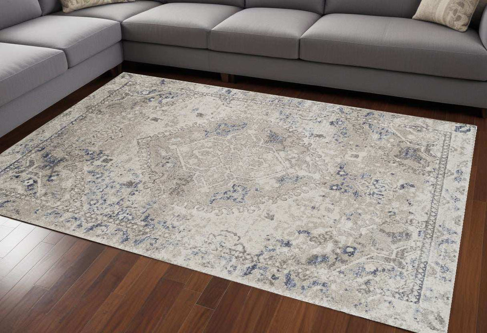 8' X 11' Ivory Oriental Distressed Area Rug - Homeroots - Flyclothing LLC