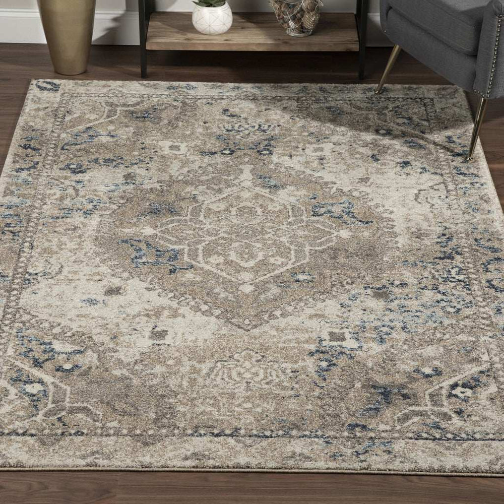 8' X 11' Ivory Oriental Distressed Area Rug - Homeroots - Flyclothing LLC