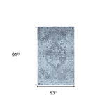 5' X 8' Blue and Ivory Oriental Distressed Area Rug - Homeroots - Flyclothing LLC