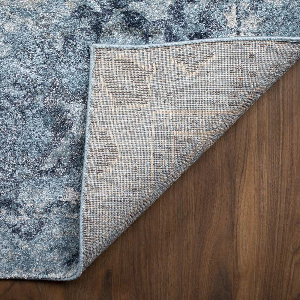 5' X 8' Blue and Ivory Oriental Distressed Area Rug - Homeroots - Flyclothing LLC