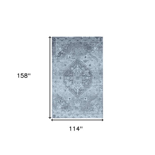 10' X 13' Blue and Ivory Oriental Area Rug - Homeroots - Flyclothing LLC