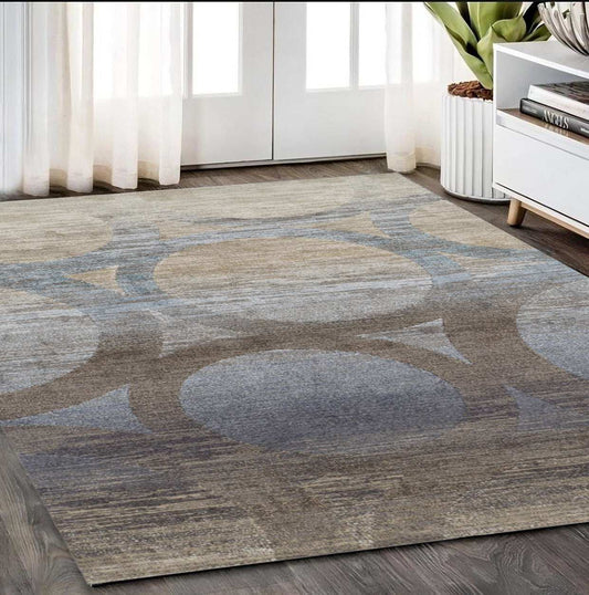 5' X 8' Brown and Beige Abstract Area Rug - Homeroots - Flyclothing LLC