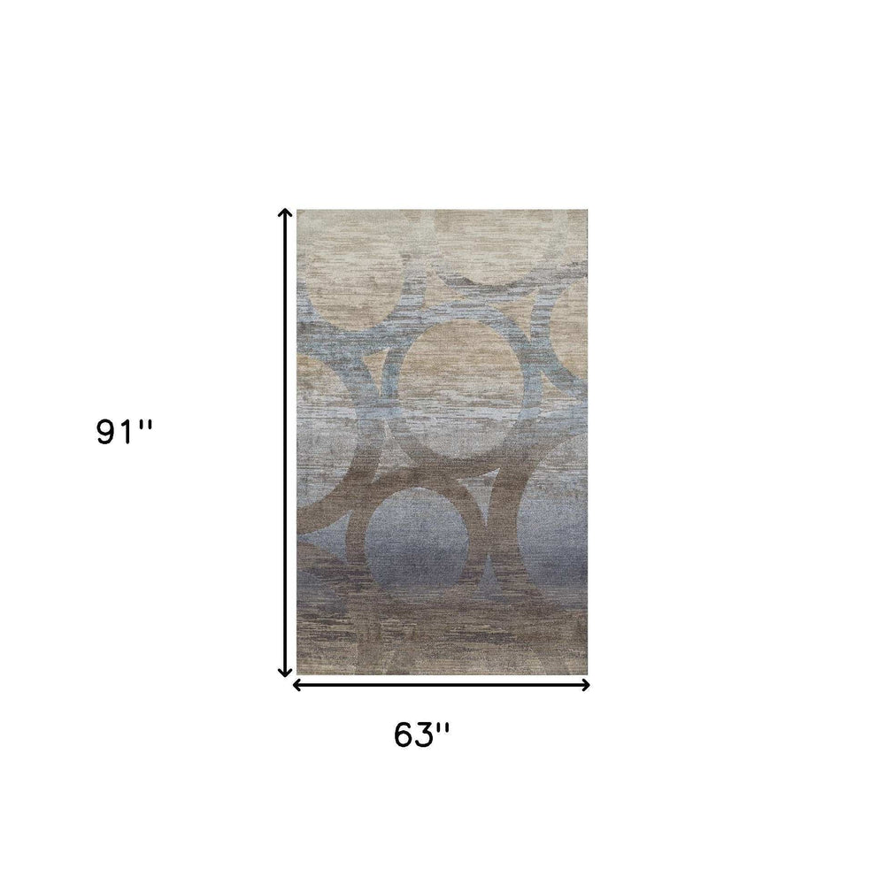 5' X 8' Brown and Beige Abstract Area Rug - Homeroots - Flyclothing LLC