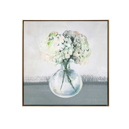 Hydrangea in Vase Gold Floater Frame p-Oxybis(benzenesulfonyl hydrazide) Wall Art - Homeroots - Flyclothing LLC