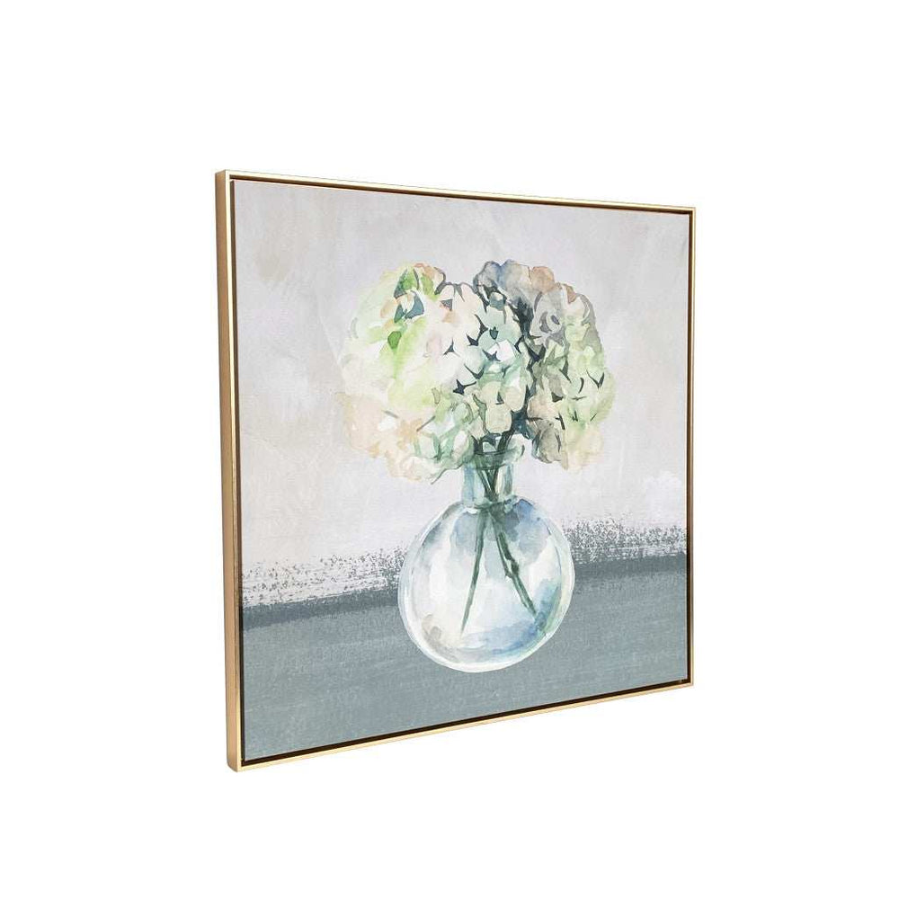 Hydrangea in Vase Gold Floater Frame p-Oxybis(benzenesulfonyl hydrazide) Wall Art - Homeroots - Flyclothing LLC