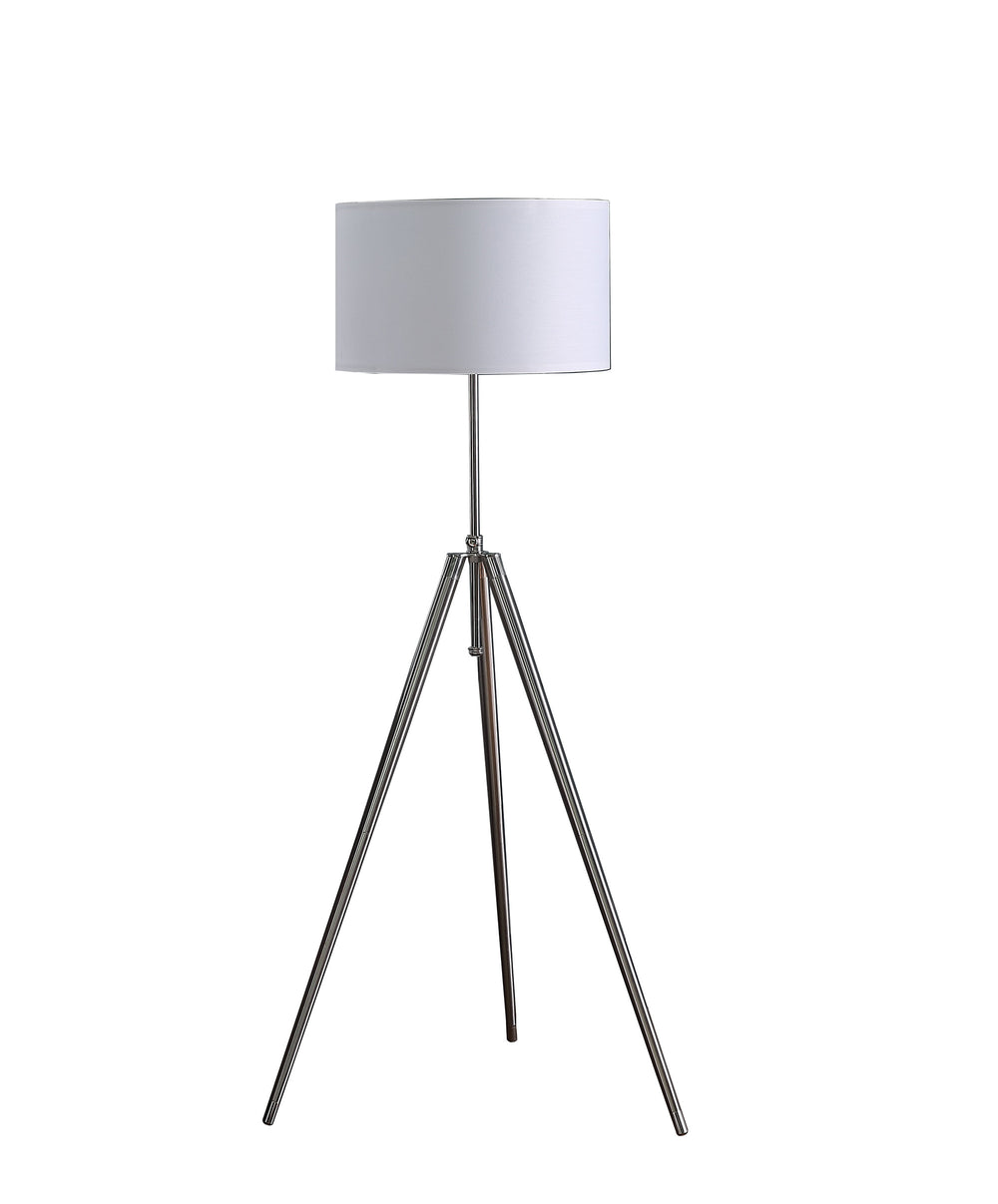 64" Chrome Adjustable Tripod Floor Lamp With White Shade - Homeroots - Flyclothing LLC