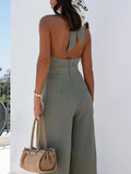 Wide Leg Cutout Halter Neck Jumpsuit - Trendsi - Flyclothing LLC