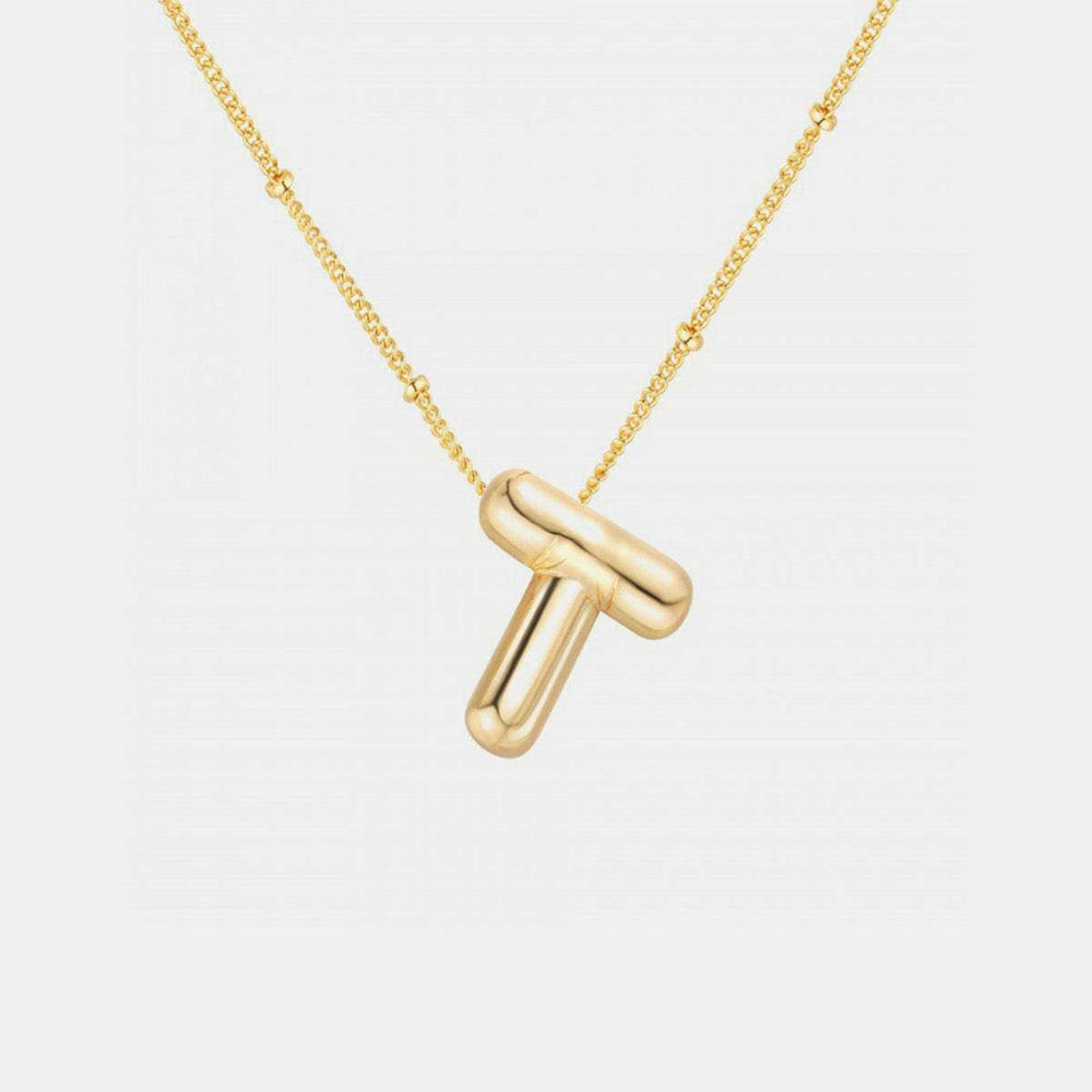Gold-Plated Letter Pendant Necklace - Trendsi - Flyclothing LLC