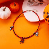 Halloween Spider Web Beaded Necklace - Trendsi - Flyclothing LLC