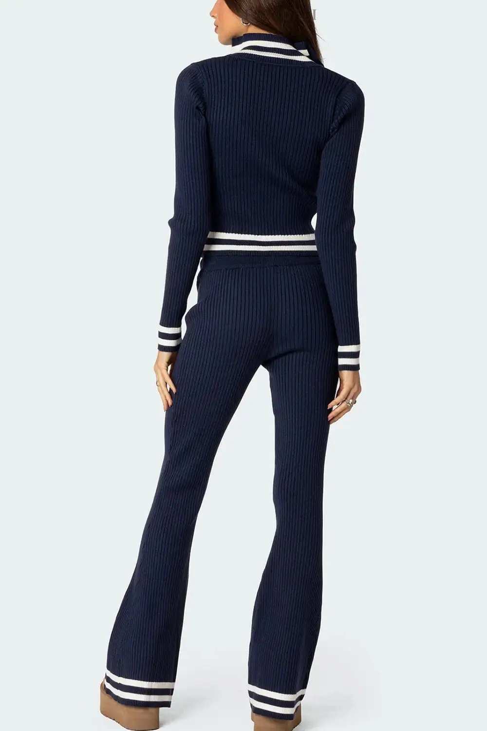 Zip Up Long Sleeve Top and Pants Set - Trendsi - Flyclothing LLC