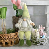 30" Green and White Fabric Christmas Standing Gnome Tabletop Sculpture