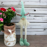 23" Blue and White Fabric Christmas Standing Gnome Tabletop Sculpture