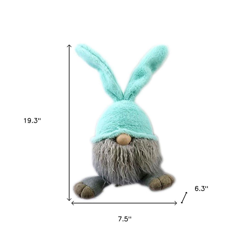 19" Blue and Gray Fabric Bunny Ears Standing Gnome - Homeroots - Flyclothing LLC