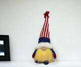 14" Red White and Blue Fabric Standing Gnome Tabletop Sculpture With LED - Homeroots - Flyclothing LLC