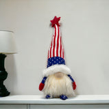 14" Red White and Blue Fabric Standing Gnome Tabletop Sculpture With LED - Homeroots - Flyclothing LLC