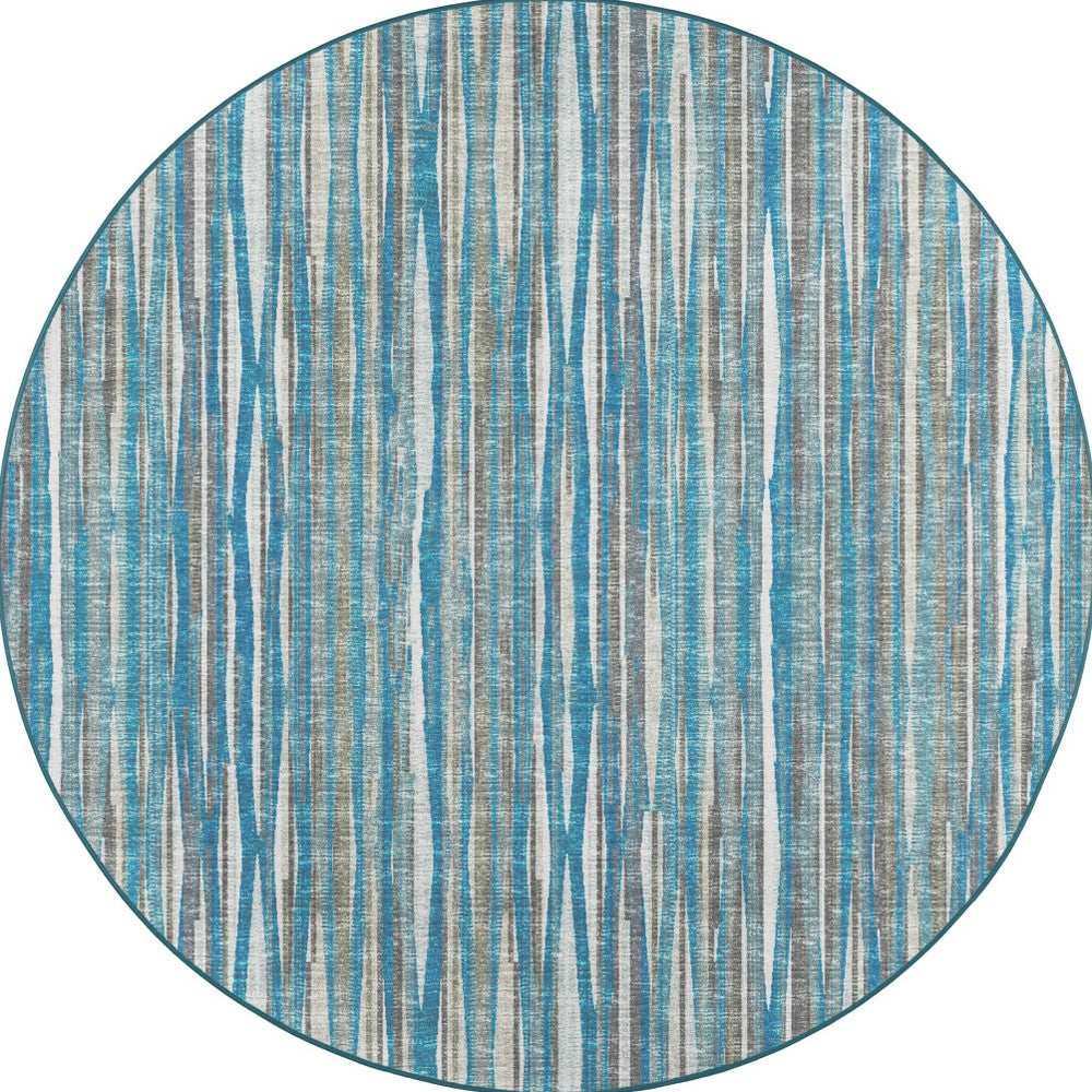 6' Blue Round Ombre Tufted Handmade Area Rug - Homeroots - Flyclothing LLC