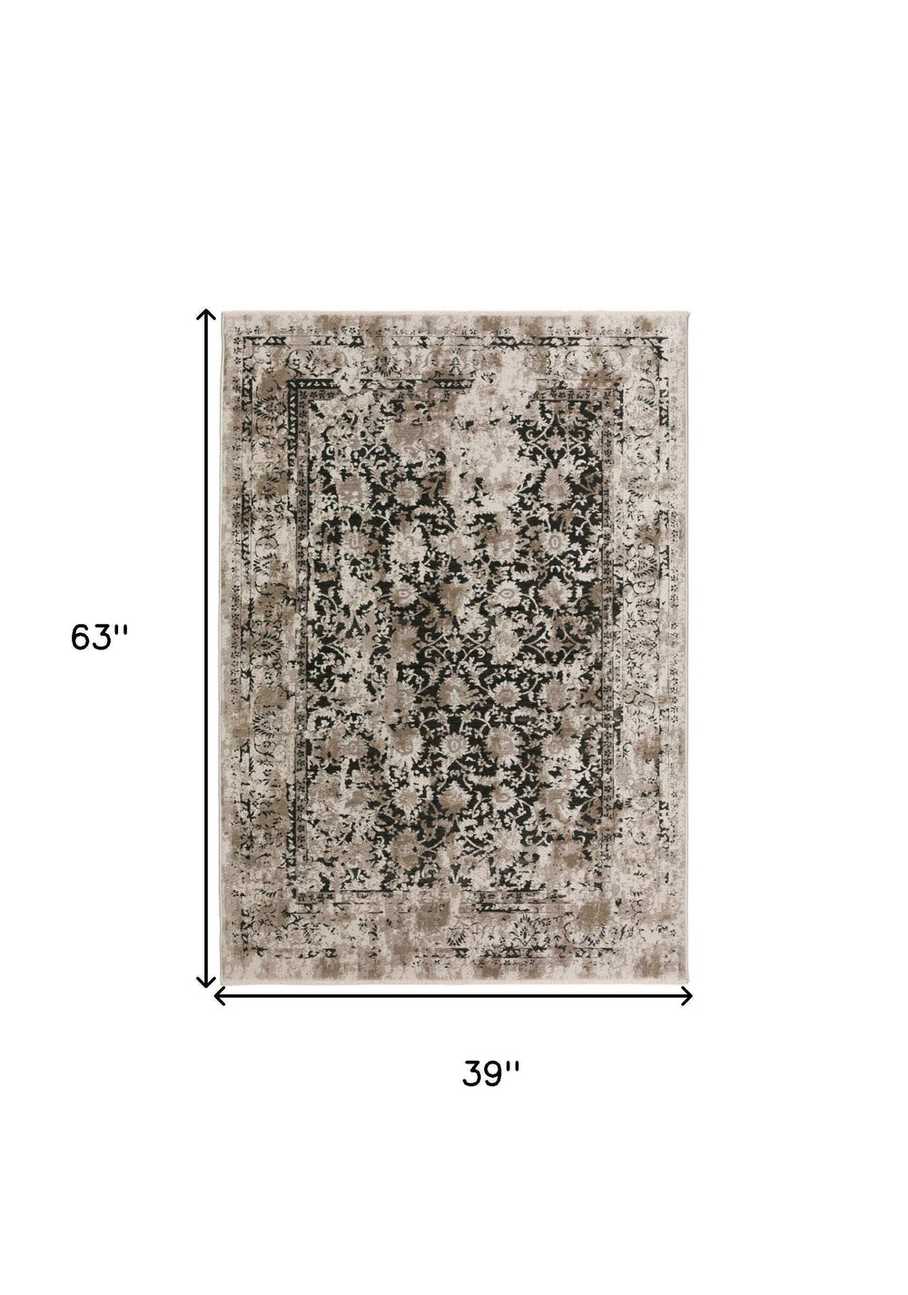 3' X 5' Black Oriental Area Rug With Fringe - Homeroots - Flyclothing LLC