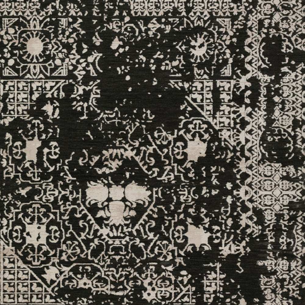 9' X 13' Black Oriental Area Rug With Fringe - Homeroots - Flyclothing LLC