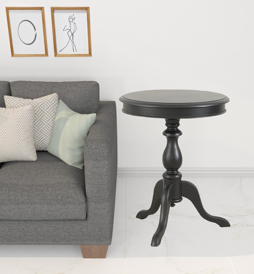 25" Black Manufactured Wood Round End Table - Homeroots - Flyclothing LLC