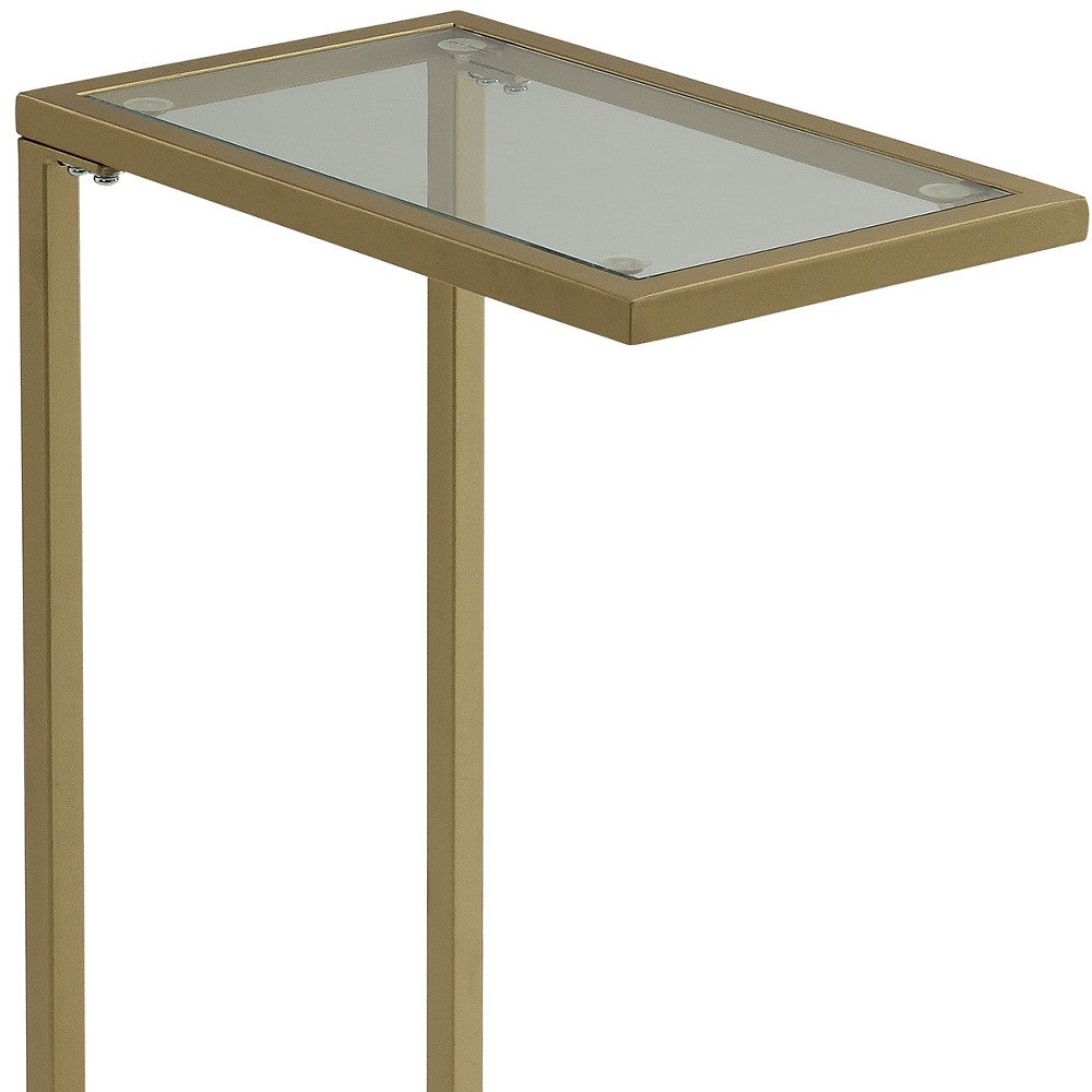 26" Gold And Clear Glass Rectangular End Table - Homeroots - Flyclothing LLC