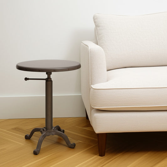 22" Industrial And Inustrial Iron Round End Table
