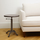 22" Industrial And Inustrial Iron Round End Table