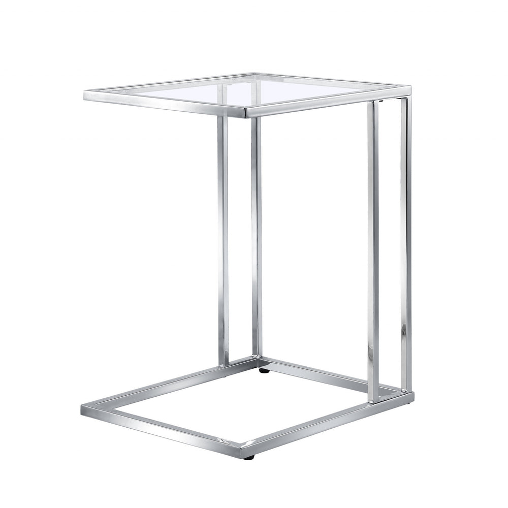 25" Chrome And Clear Glass Square End Table - Homeroots