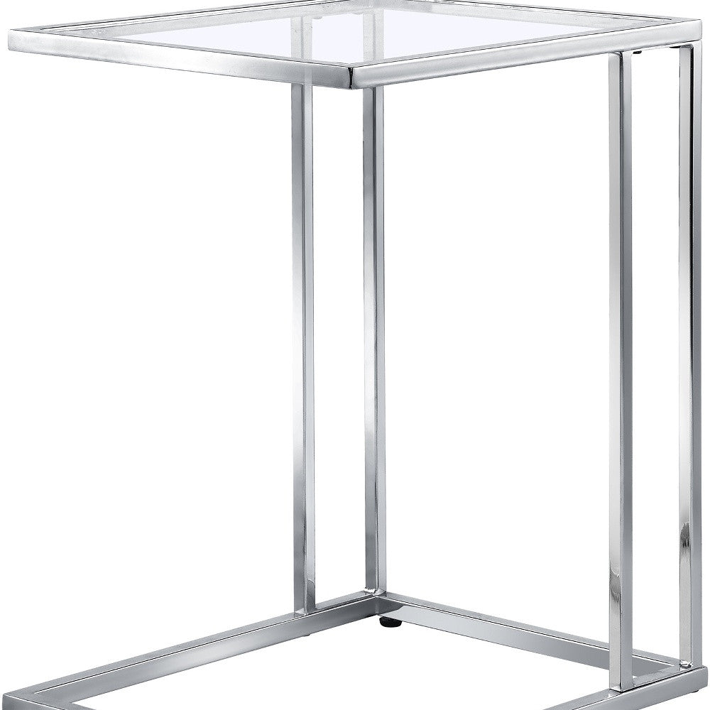25" Chrome And Clear Glass Square End Table - Homeroots