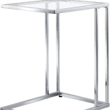 25" Chrome And Clear Glass Square End Table - Homeroots