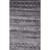 5' X 8' Black Gray and White Abstract Ombre with Stars Hand Loomed Area Rug - Homeroots - Flyclothing LLC