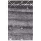 5' X 8' Black Gray and White Abstract Ombre with Stars Hand Loomed Area Rug - Homeroots - Flyclothing LLC