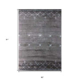 5' X 8' Charcoal And Silver Abstract Ombre with Stars Hand Loomed Area Rug - Homeroots - Flyclothing LLC