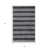 5' X 8' Black And White Striped Hand Loomed Area Rug - Homeroots - Flyclothing LLC