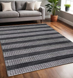 5' X 8' Black And White Striped Hand Loomed Area Rug - Homeroots - Flyclothing LLC