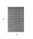 5' X 10' Black And Gray Striped Hand Loomed Area Rug - Homeroots - Flyclothing LLC
