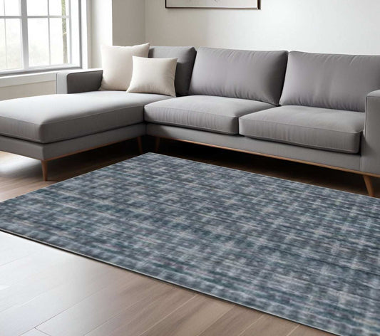 8' X 10' Blue And And Charcoal Hand Loomed Area Rug - Homeroots - Flyclothing LLC