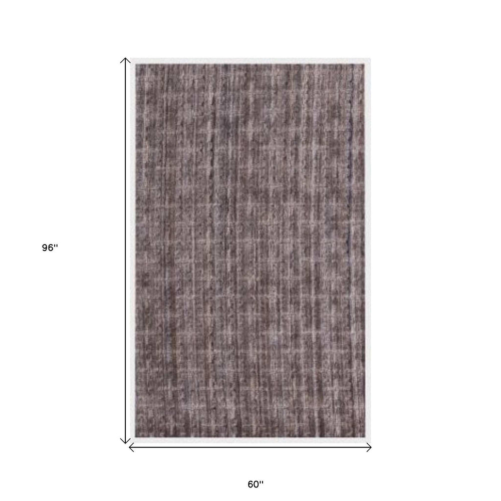 5' X 8' Rust And Tan Plaid Cross Hand Loomed Area Rug - Homeroots - Flyclothing LLC