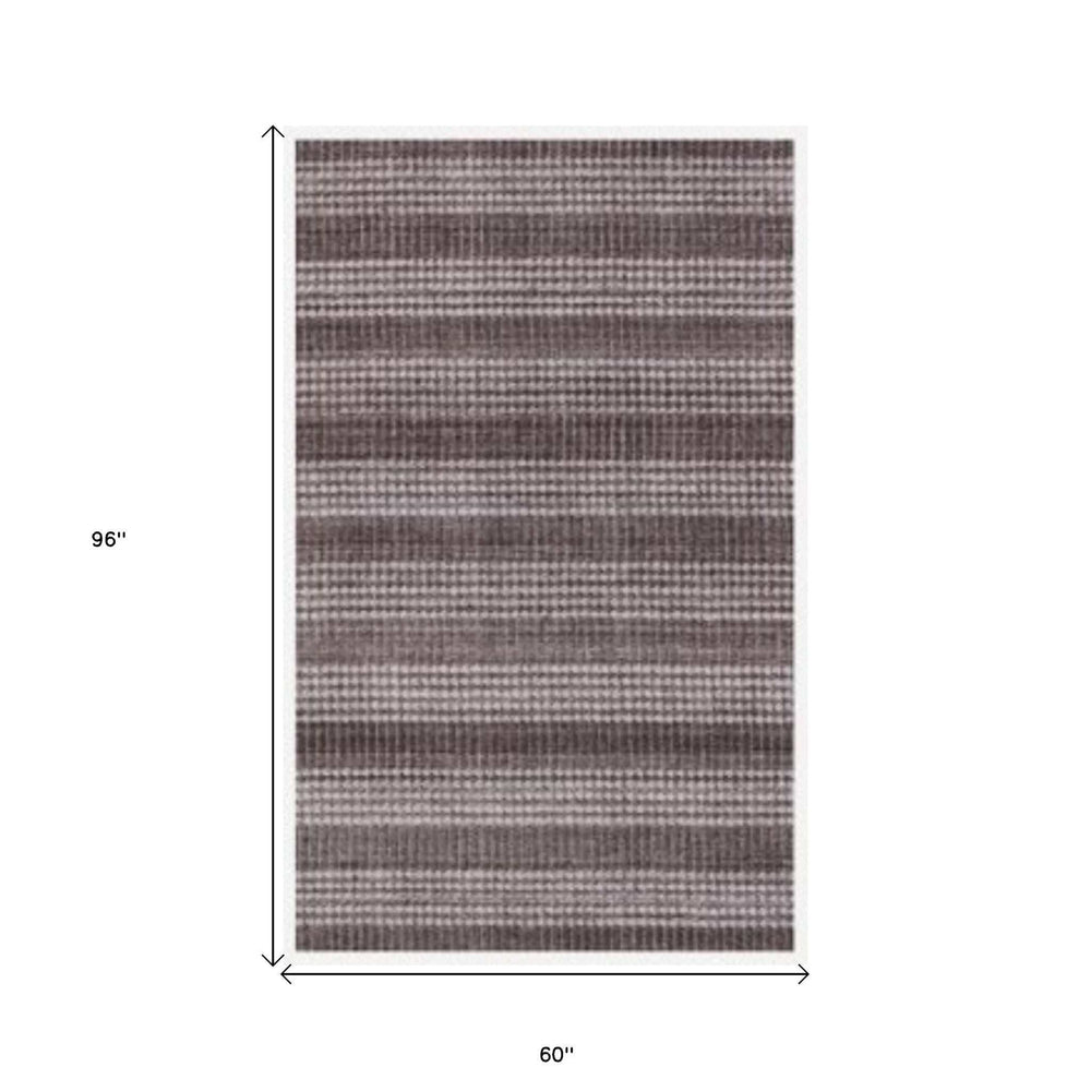 5' X 8' Rust And White Striped Hand Loomed Area Rug - Homeroots - Flyclothing LLC