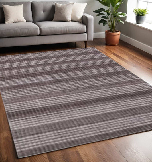 5' X 8' Rust And White Striped Hand Loomed Area Rug - Homeroots - Flyclothing LLC