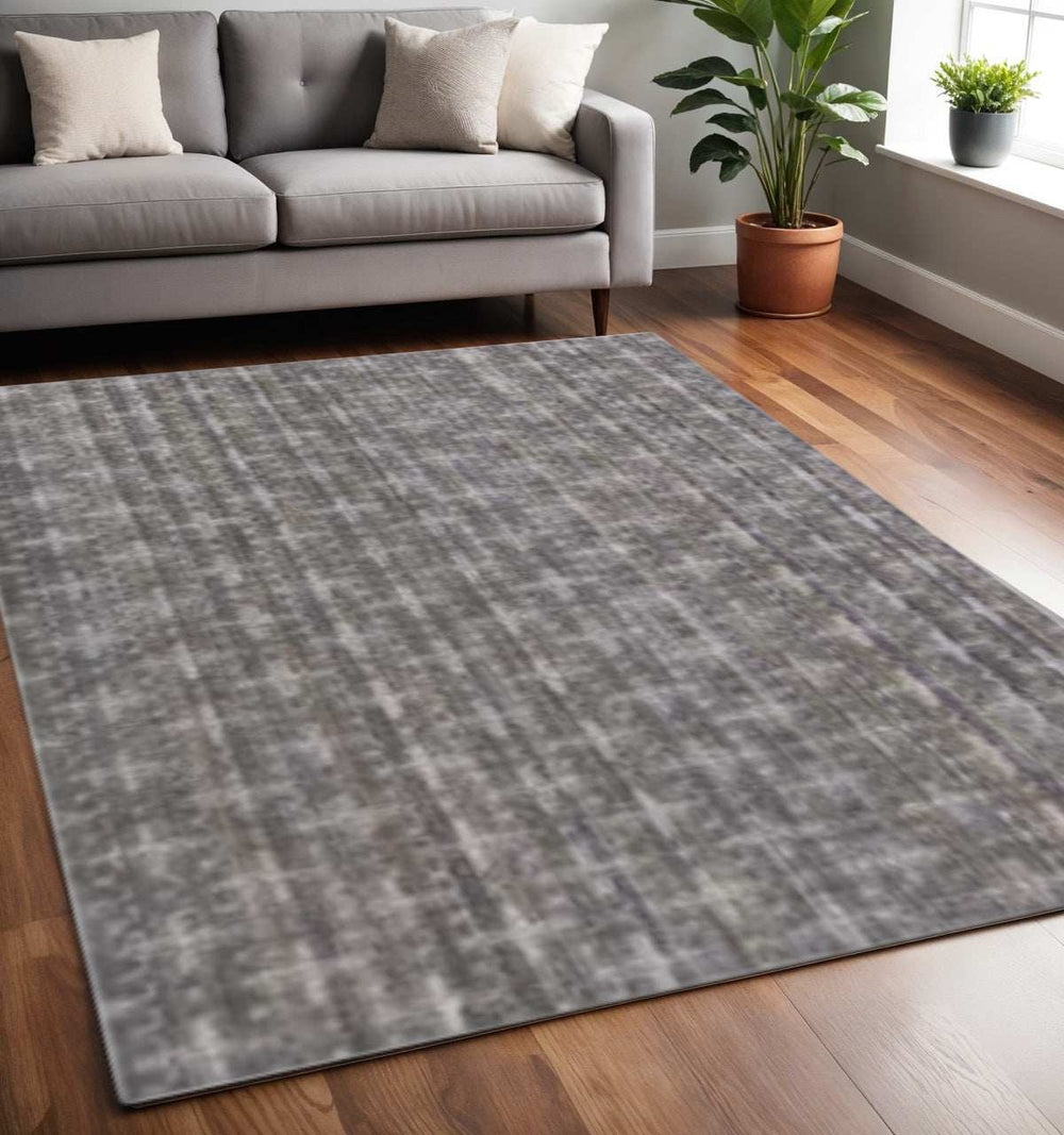 5' X 8' Brown And Dark Grey Plaid Cross Hand Loomed Area Rug - Homeroots - Flyclothing LLC