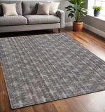 5' X 8' Brown And Dark Grey Plaid Cross Hand Loomed Area Rug - Homeroots - Flyclothing LLC