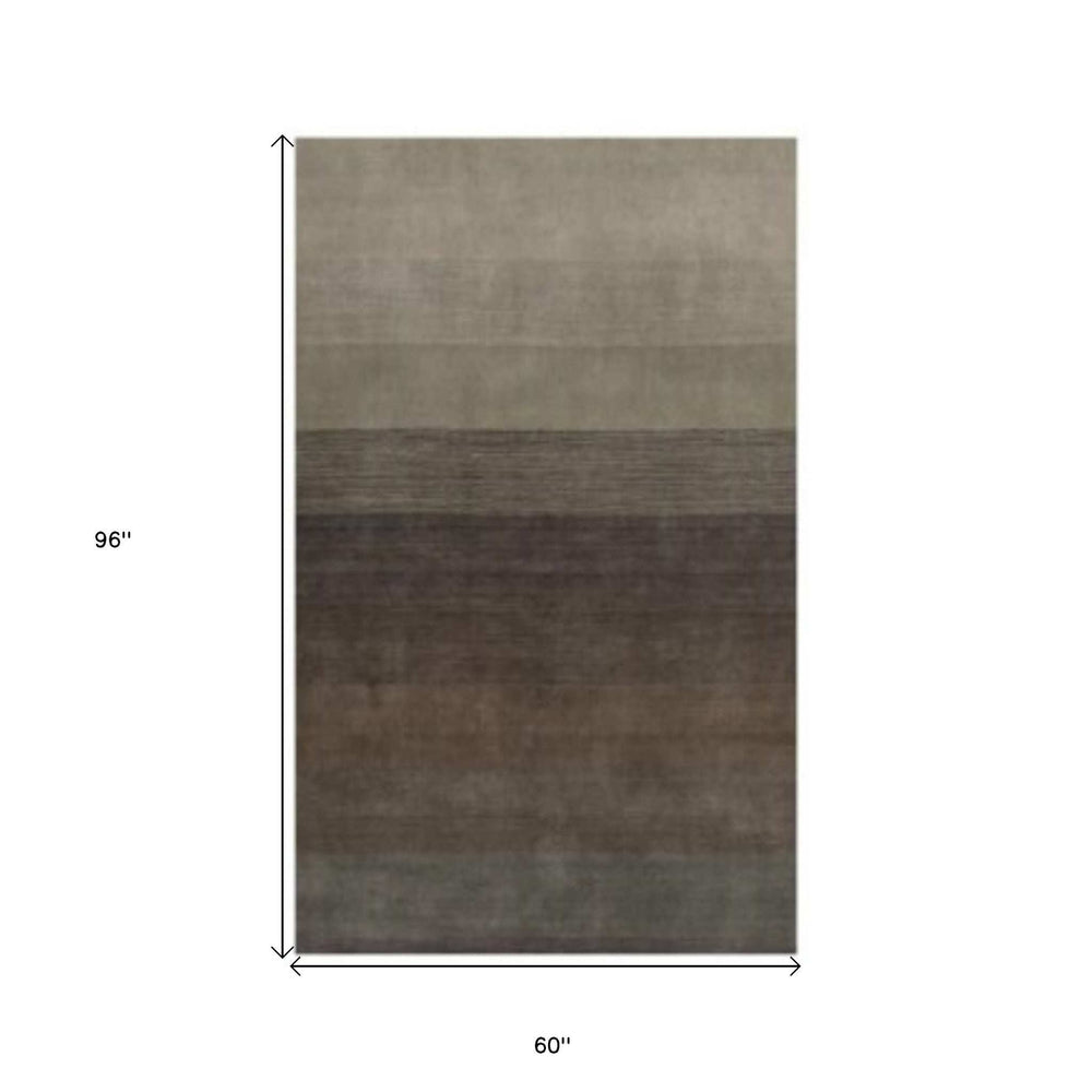 5' X 8' Expresso And Brown Ombre Hand Loomed Area Rug - Homeroots - Flyclothing LLC