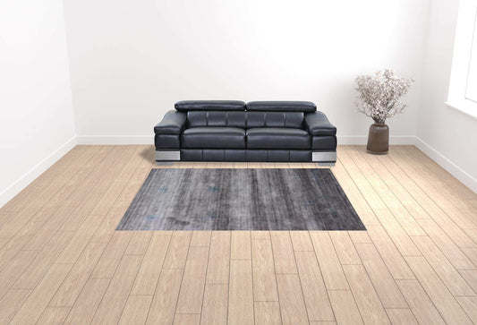 8' X 11' Silver And Blue Ombre Hand Loomed Area Rug - Homeroots - Flyclothing LLC