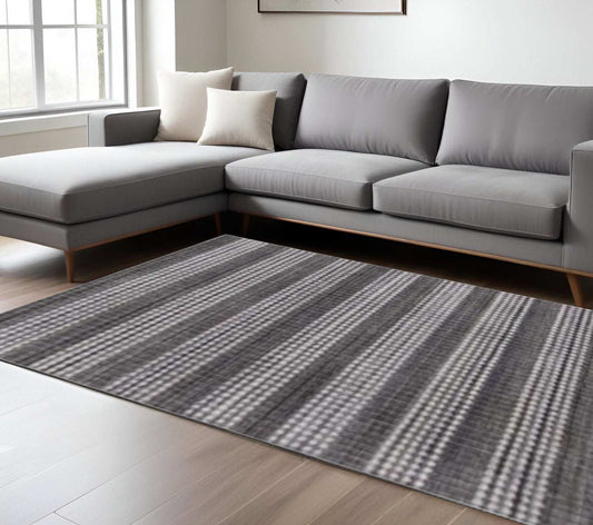 8' X 10' Dark Grey And Whie Hand Loomed Area Rug - Homeroots - Flyclothing LLC