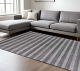 9' X 12' Black And Dark Grey Hand Loomed Area Rug - Homeroots - Flyclothing LLC