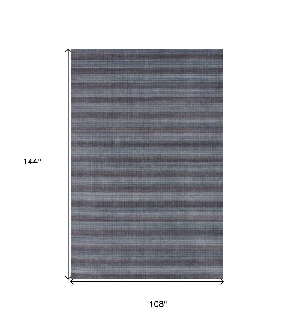 9' X 12' Blue And Black Hand Loomed Area Rug - Homeroots - Flyclothing LLC
